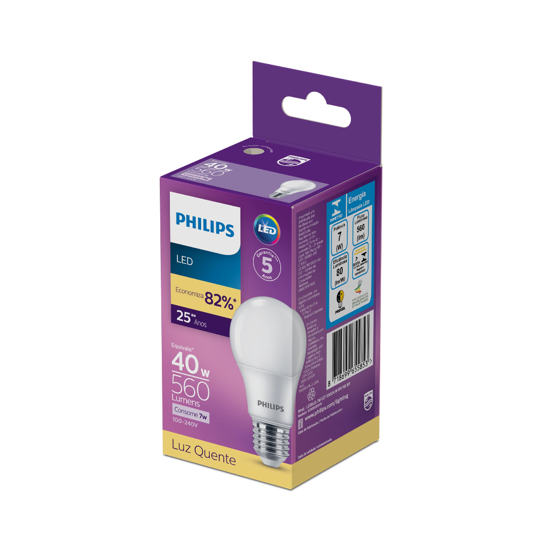 Foco LED Philips 7W luz cálida