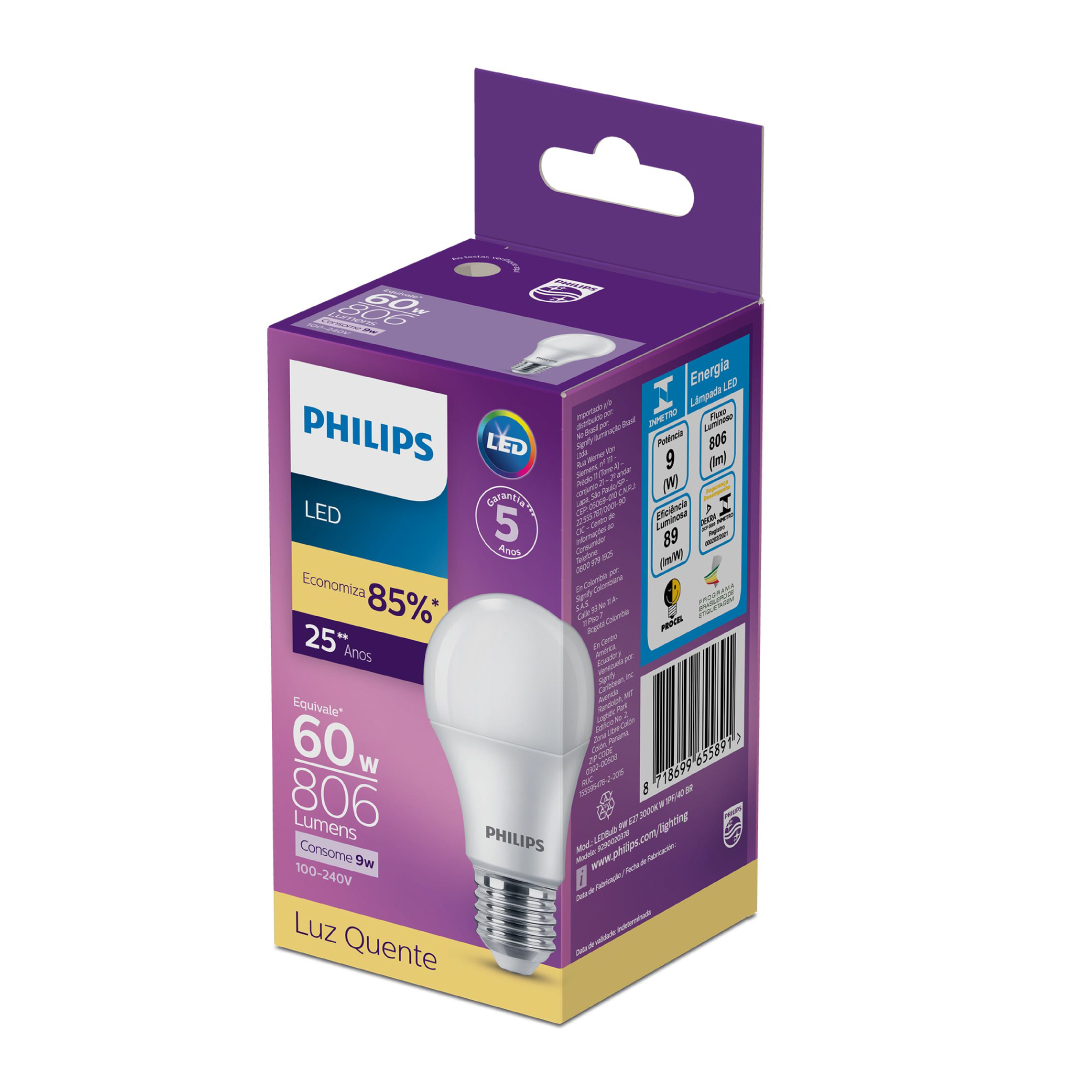 Foco LED Philips 9W luz cálida