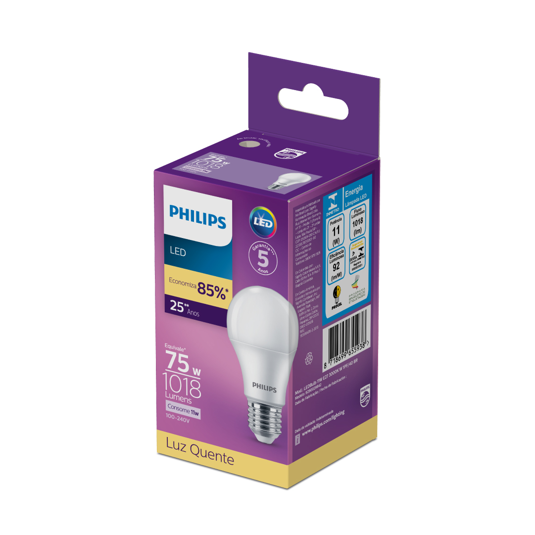 Foco LED Philips 11W luz cálida